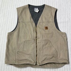 Vintage Carhartt V19 Tan Duck Canvas Utility Vest | Size XL